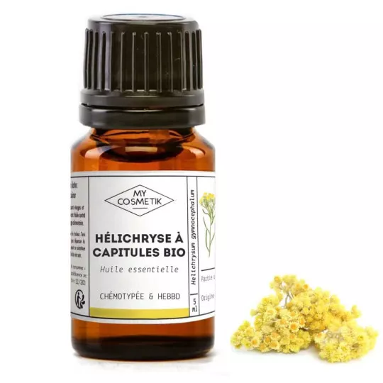 Óleo essencial de helichrysum orgânico com flores